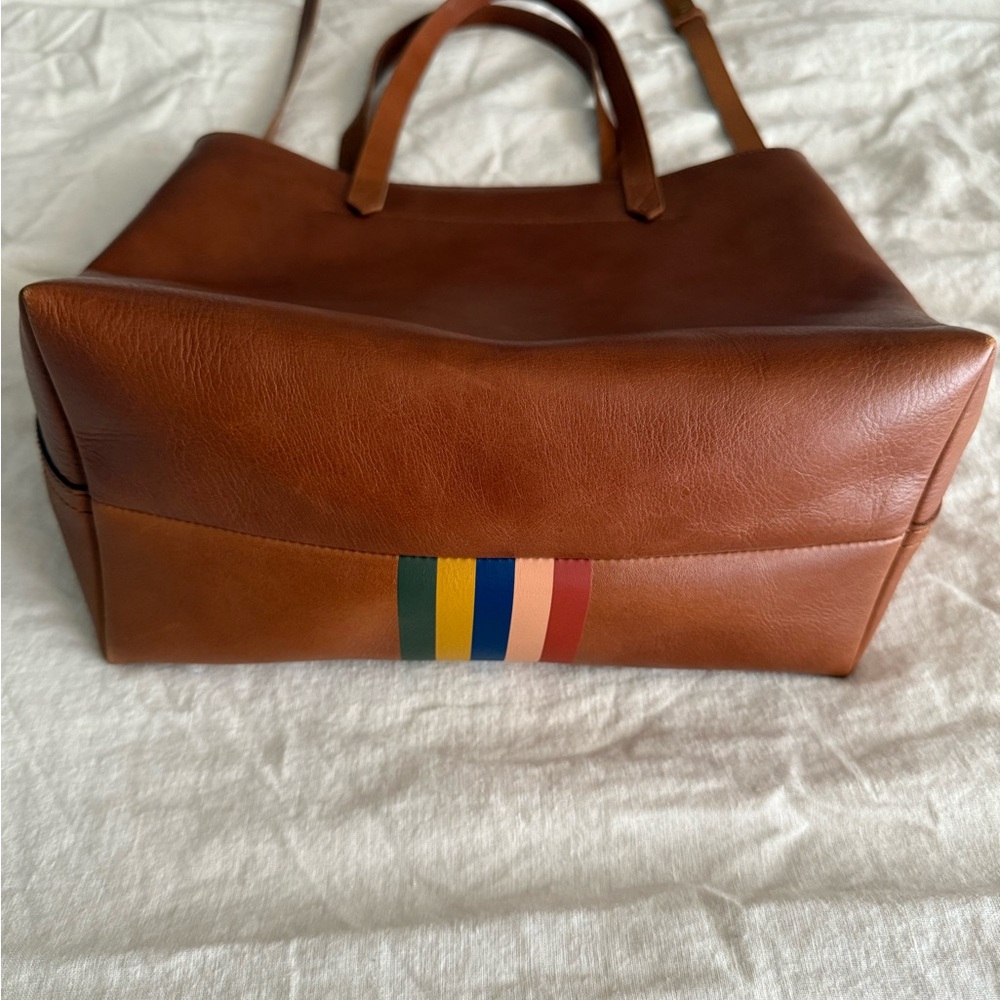 MADEWELL THE ZIP-TOP MEDIUM TRANSPORT TOTE: RAINBOW STRIPE EDITION NWT - Picture 6 of 8
